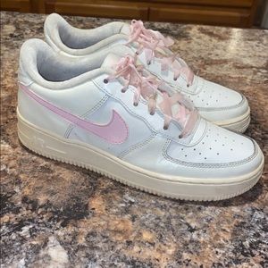 Girls Air Force Ones - Sail/Artic Pink - Size 6y